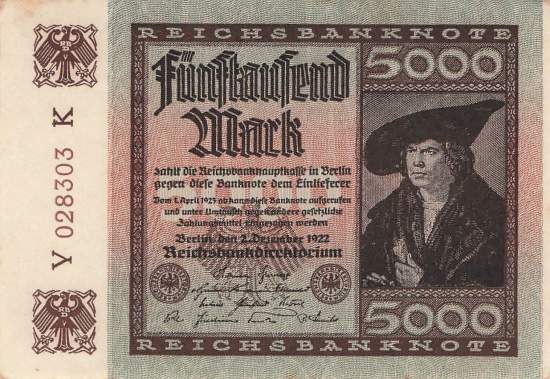 5000 Mark  ro.80c K 1922 XF